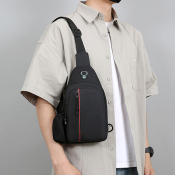 Мъжка chest bag с градски стил, Oxford плат, издръжлив на износване, побира 8-инчово устройство