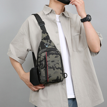 Мъжка chest bag с градски стил, Oxford плат, издръжлив на износване, побира 8-инчово устройство