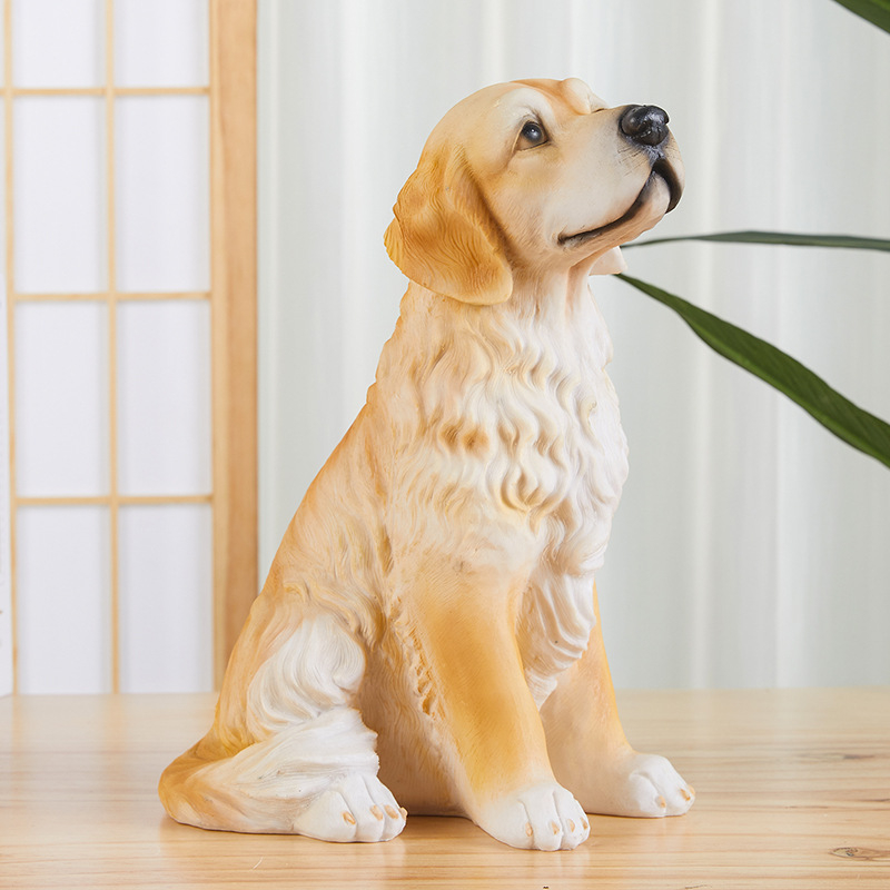 Sculptură din rășină Golden Retriever pentru decor exterior de grădină - figură de animal, Brand Chiyo