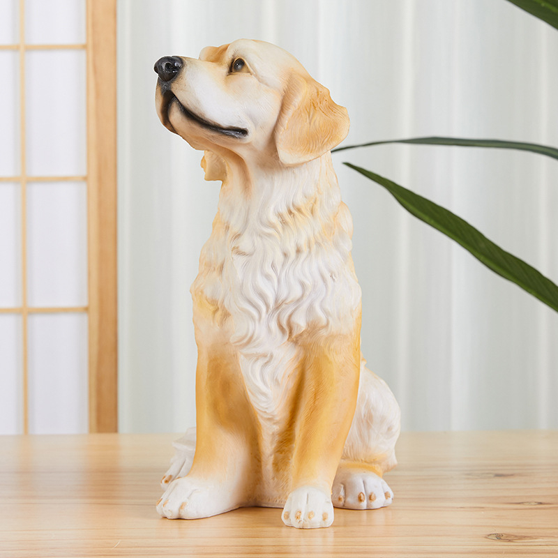 Sculptură din rășină Golden Retriever pentru decor exterior de grădină - figură de animal, Brand Chiyo
