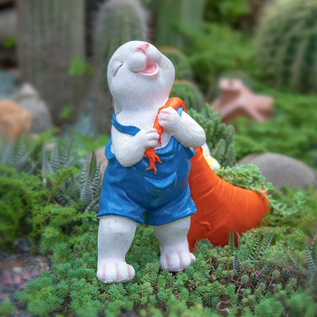 Γλάστρα από ρητίνη με χειροποίητο μοτίβο λαγουδάκι για επιτραπέζια χρήση — ζωικό σχέδιο, χειροποίητη βαφή, κατασκευή με γέμισμα