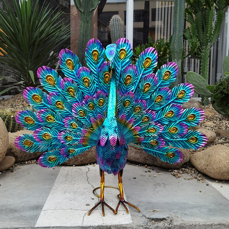 Longhui statuetă metalică cu paun pentru grădină și birou — decor din fier, categorie 6.2 Peacock, ambalare carton