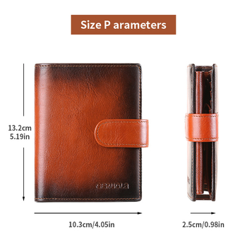 Портфейл от естествена кожа с множество отделения за карти - първи слой телешка кожа, GERUOLA, полиестерна подплата, антикрадба