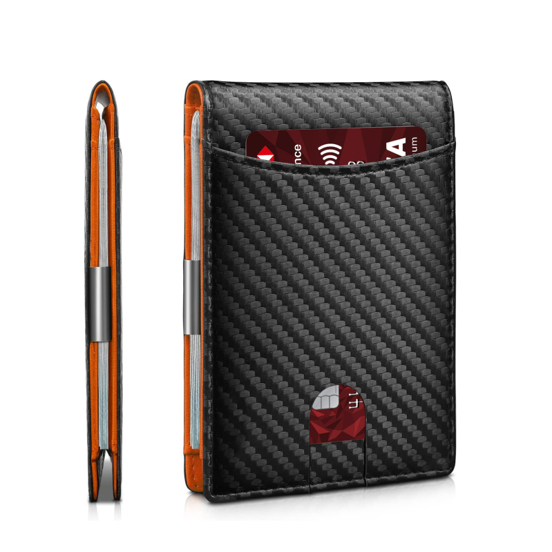 PU bőr RFID tárca, bifold, csíkos mintával, lopás elleni védelem, modell M01#