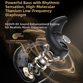 Безжични спортни слушалки с кука за ухото и управление с докосване, цифров дисплей (Bluetooth 5.4, обхват 15 м, живот на батерията 4–8 ч)