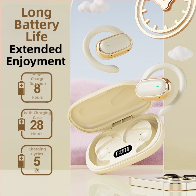 Безжична ушна слушалка със закачалка за ухото, Bluetooth 5.4, обхват 10 м, батерия до 4 ч, цифров дисплей, гласово управление