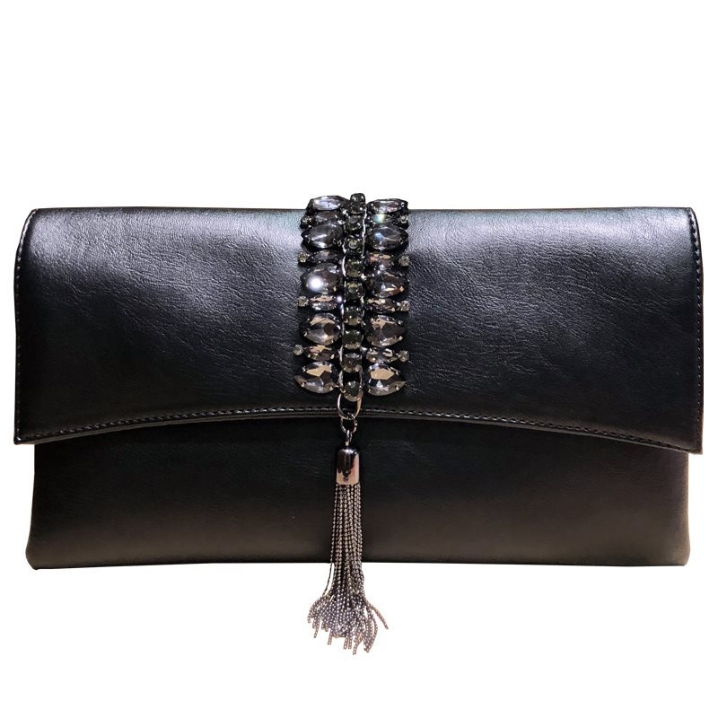 Uniszex clutch táska, levél alakú, poliészter, PU bélés, belső cipzáras zseb és telefontartó zseb