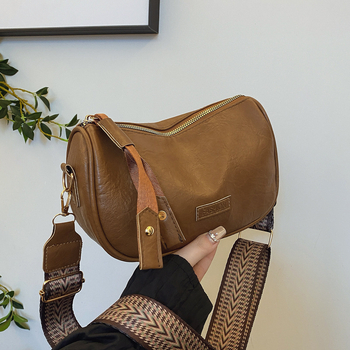 Τσάντα ώμου PU, αστικός μινιμαλισμός, οριζόντια τετράγωνη μορφή, φερμουάρ, επένδυση πολυεστέρα