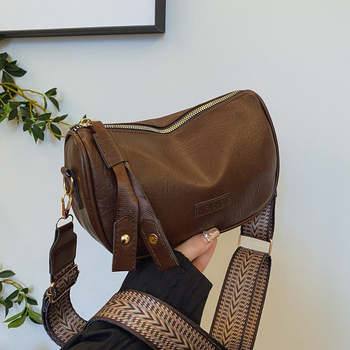 Τσάντα ώμου PU, αστικός μινιμαλισμός, οριζόντια τετράγωνη μορφή, φερμουάρ, επένδυση πολυεστέρα