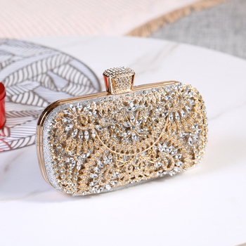 Βραδινή clutch τσάντα - Κράμα, Σκληρός κέλυφος, Οριζόντιο τετράγωνο σχήμα, Κλείσιμο με κουμπί, Επένδυση Πολυεστέρα
