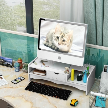 Ανύψωση οθόνης για επιτραπέζιο υπολογιστή με ράφι αποθήκευσης — αναδιπλούμενο, κινητό, ανθεκτικό στη σκόνη και υγρασία, κατασκευή από πλαστικό