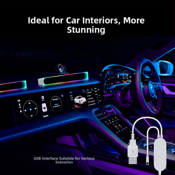 USB захранвана RGB LED амбиентна светлина с 5050RGB+IC, управление чрез приложение и дистанционно, вертикално монтиране