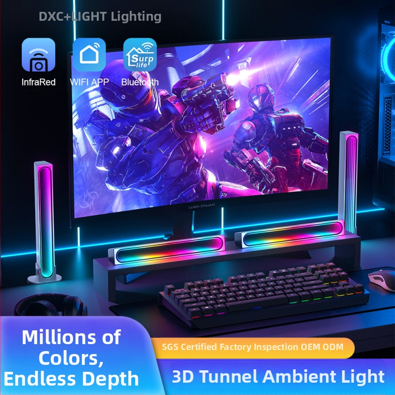 USB захранвана RGB LED амбиентна светлина с 5050RGB+IC, управление чрез приложение и дистанционно, вертикално монтиране