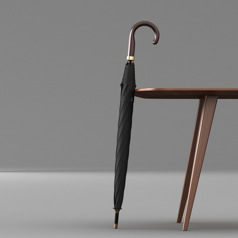 OLYCAT Ομπρέλα με μακριά λαβή, σκελετός από ίνες με 8 ράβδους, λαβή και σωλήνας από σίδηρο, ύφασμα 210T, ημι-αυτόματο άνοιγμα