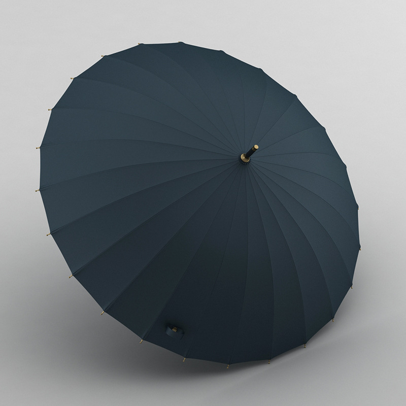 Ρετρό ομπρέλα με μακριά λαβή, 24 ράβδες, ενισχυμένος σκελετός από σίδηρο, λαβή από ξύλο, ημι-αυτόματο άνοιγμα, χειροκίνητη αναδίπλωση, για ενήλικες