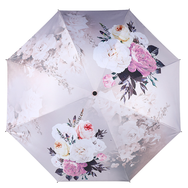 Saulės skėtis su 8 plieno rėmeliais, 190T audinys su viniliniu danga, UPF 40+ UV apsauga, rankinis atidarymas ir uždarymas, guminė rankena