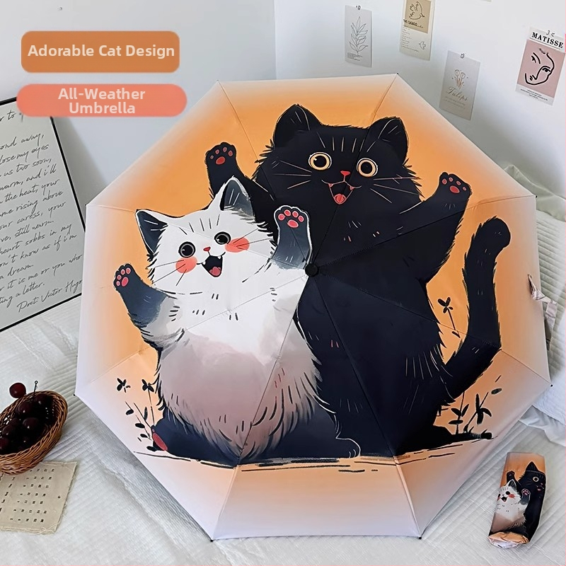 Automatinis trijų dalių sulankstomas skėtis su 8 briaunomis, plieno strypas, UPF 40+