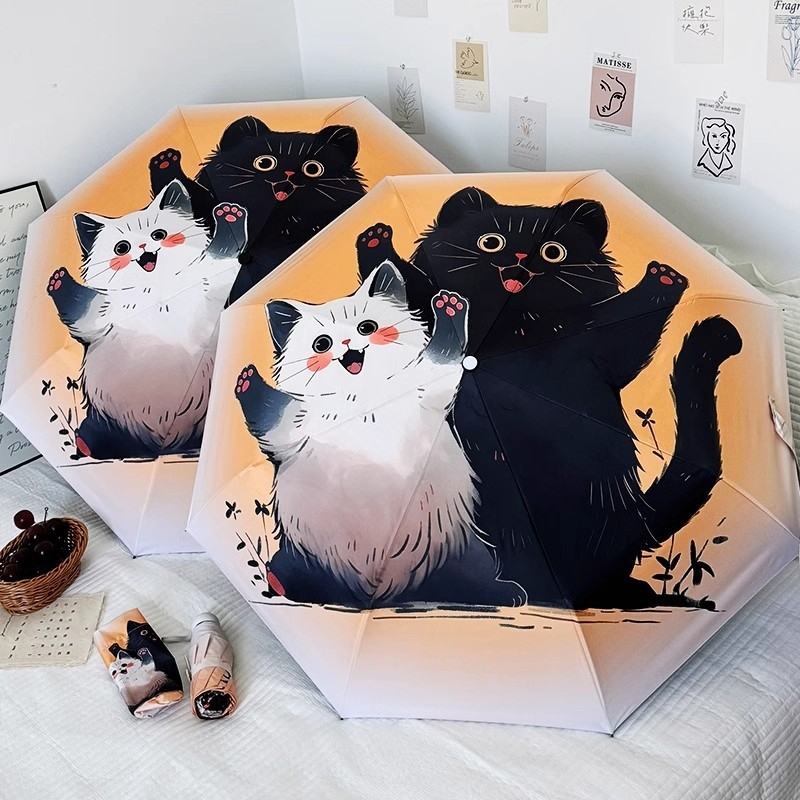 Automātisks trīsdaļīgs saliekamais lietussargs ar 8 ribām, tērauda stienis, UPF 40+