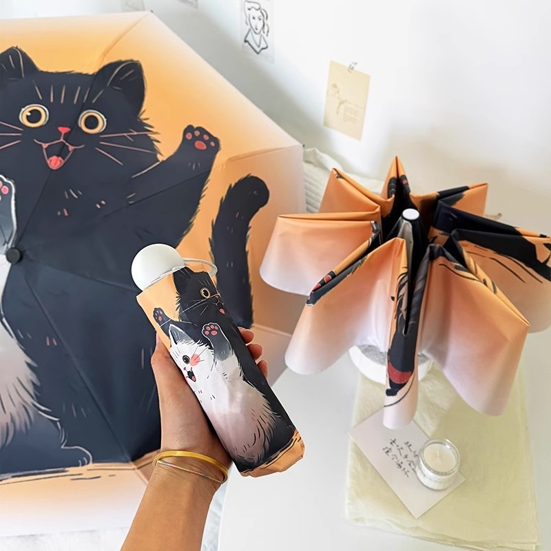 Automātisks trīsdaļīgs saliekamais lietussargs ar 8 ribām, tērauda stienis, UPF 40+