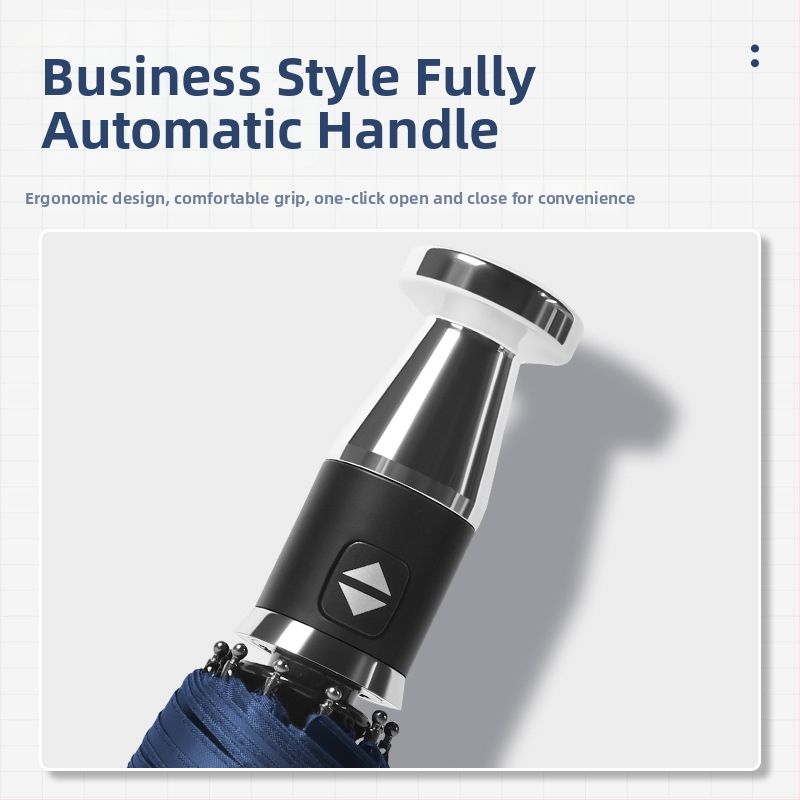 Автоматичен сгъваем чадър за автомобил, трипълен модерен дизайн, 10 стоманени ребра, плат 190T, UPF > 40, възможност за печат на лого (автоматично отваряне, трипълен дизайн, 10 стоманени ребра, 190T плат, UPF > 40)