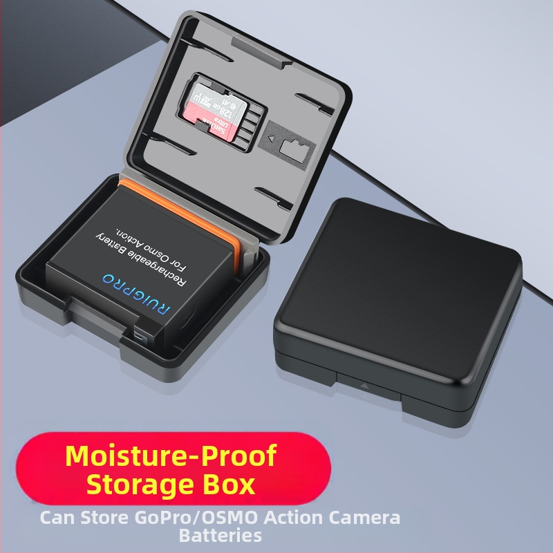 Baterijų dėžutė su daugiafunkciniu saugojimu, suderinama su GoPro Hero9/8/7/6 Black ir Osmo Action, ABS medžiaga