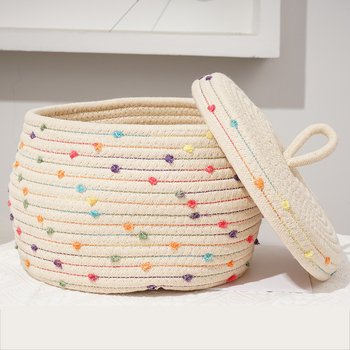 Κάδος αποθήκευσης με μοτίβο καρτούν, από βαμβακό κορδόνι, χωρητικότητα 12L, πολυλειτουργικός οργανωτής