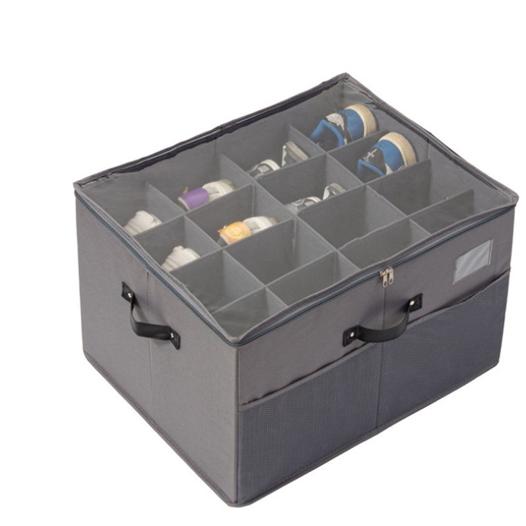 Kutija za cipele od tkanine, sklopiva, prozirni poklop s zatvaračem, kapacitet 18 L, model Plug-in