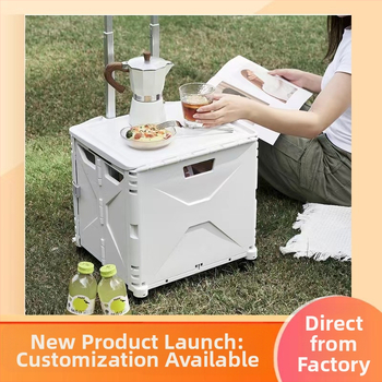 Αναδιπλούμενο PP καρότσι για οικιακή χρήση, αγορές και κάμπινγκ, με ράβδο έλξης και τετρατροχικό σχεδιασμό