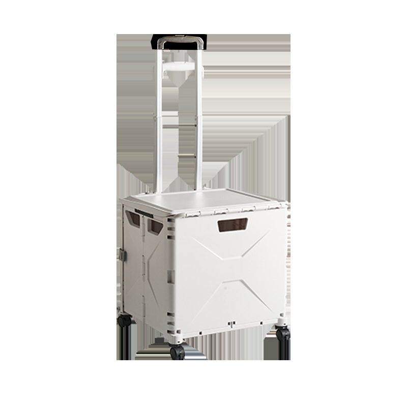 Αναδιπλούμενο PP καρότσι για οικιακή χρήση, αγορές και κάμπινγκ, με ράβδο έλξης και τετρατροχικό σχεδιασμό