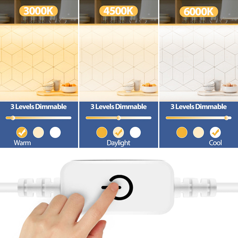 USB prisilietimo neono lanksti šviesos juostelė, 5V įv., 6W/m, 120 LED 2835, reguliuojama šviesa