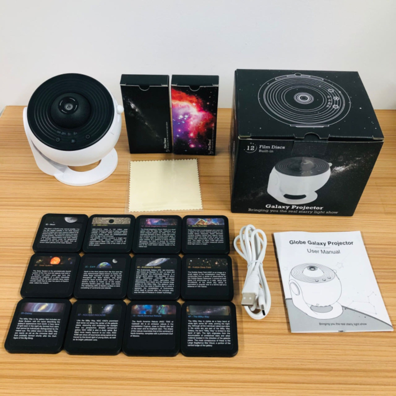 Λυχνία Προβολής Σελήνης με φως Γαλαξία-Άστρων, Τροφοδοσία USB, Επιτραπέζια Στήριξη, Χωρίς Έξυπνο Έλεγχο