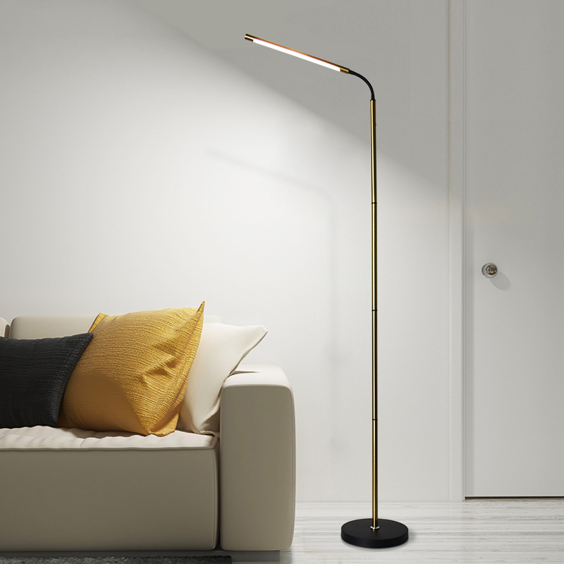 LED Подова лампа за четене и учене, защита на очите на децата, метален абажур, бутонен превключвател (Базово осветление, захранване от контакт, напрежение ≤36V)