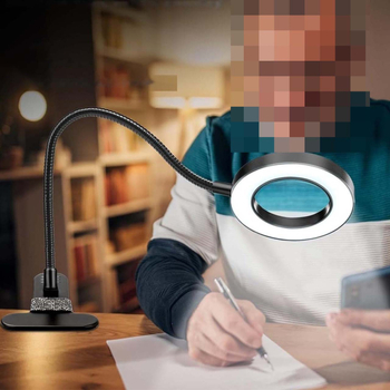 Клип‑лампа с лупа за красота и грим, USB захранване, дистанционно управление, CE сертифиран, CRI ≤70, напрежение ≤36V, абажур PC