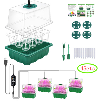 Daigų dėklo augalų šviesos lemputė, 12 ertmių, 8 LED, Model ZB8012, 5V įvadas, IP44, laikmatis