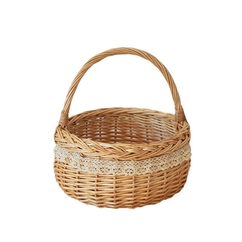 Πλεκτό καλάθι λουλουδιών από ιτιά, χειροποίητο για διακόσμηση και αποθήκευση, αγροτικό στυλ.