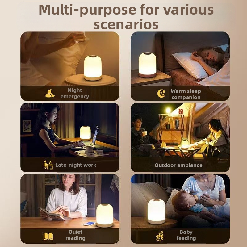 Nočná lampička s vstavanou batériou, diaľkovým ovládaním, inteligentné ambientné osvetlenie pre ochranu očí – na stole aj nočnom stolíku, aktivované dotykom