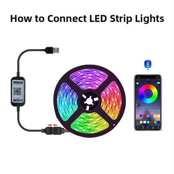 LED televizijos apšvietimo juosta su Bluetooth ir APP valdymu (modelis 5050RGB, 12V, 30 LED, 7W, atspari vandeniui)