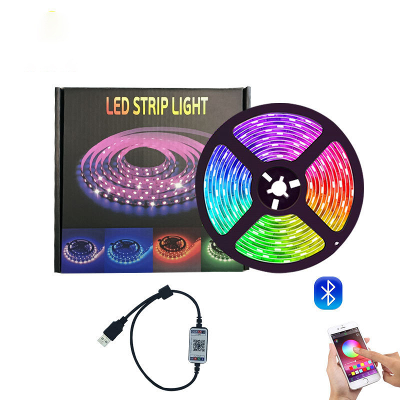 LED televizijos apšvietimo juosta su Bluetooth ir APP valdymu (modelis 5050RGB, 12V, 30 LED, 7W, atspari vandeniui)