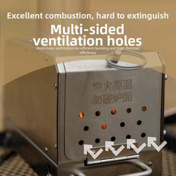 Mountain Guest lauko stovyklavimo krosnelė - nešiojama iš nerūdijančio plieno 201, kepimui lauke