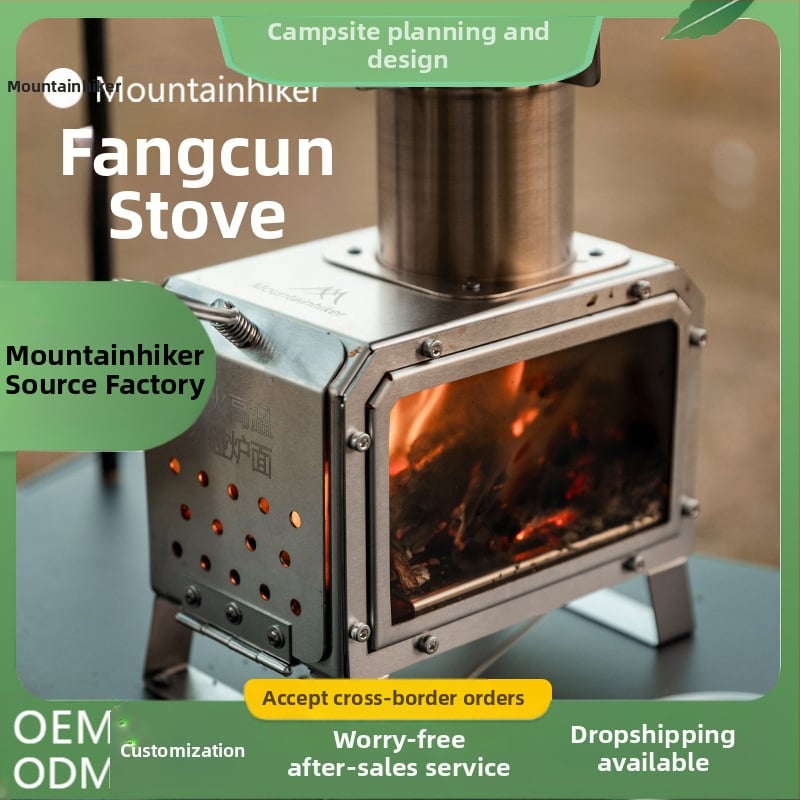 Mountain Guest lauko stovyklavimo krosnelė - nešiojama iš nerūdijančio plieno 201, kepimui lauke