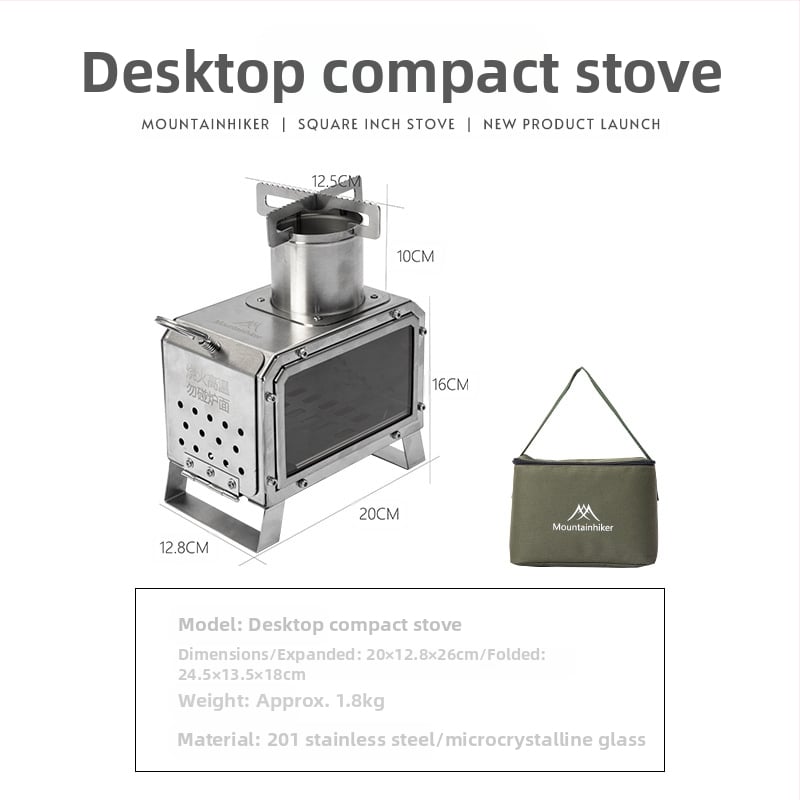 Mountain Guest lauko stovyklavimo krosnelė - nešiojama iš nerūdijančio plieno 201, kepimui lauke