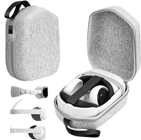 Чанта за VR очила от филц за Quest 2, Quest 3 и Vision Pro; лека, тегло 200 g; съвместимост: Quest 2, Quest 3, Vision Pro.