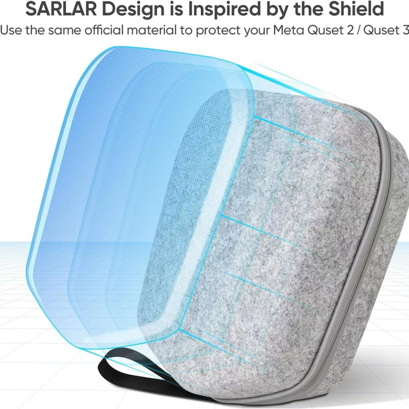 Чанта за VR очила от филц за Quest 2, Quest 3 и Vision Pro; лека, тегло 200 g; съвместимост: Quest 2, Quest 3, Vision Pro.