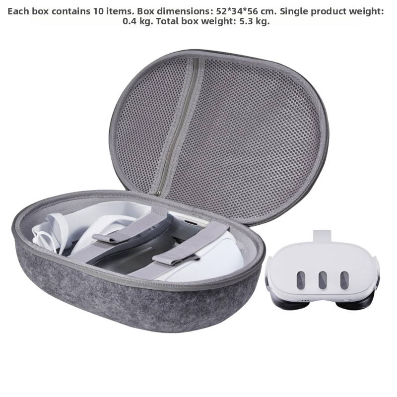 Чанта за VR очила от филц за Quest 2, Quest 3 и Vision Pro; лека, тегло 200 g; съвместимост: Quest 2, Quest 3, Vision Pro.