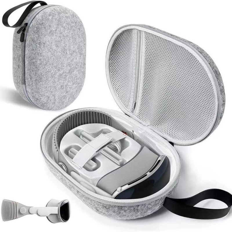 Чанта за VR очила от филц за Quest 2, Quest 3 и Vision Pro; лека, тегло 200 g; съвместимост: Quest 2, Quest 3, Vision Pro.