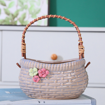 Κεραμική γλάστρα για σουκλουέντες – καλάθι σε στυλ pinch, ημιχειροποίητη, διαπνέουσα και ανθεκτική, κατάλληλη για τοίχο, γραφείο, επιφάνεια ή κρεμαστή