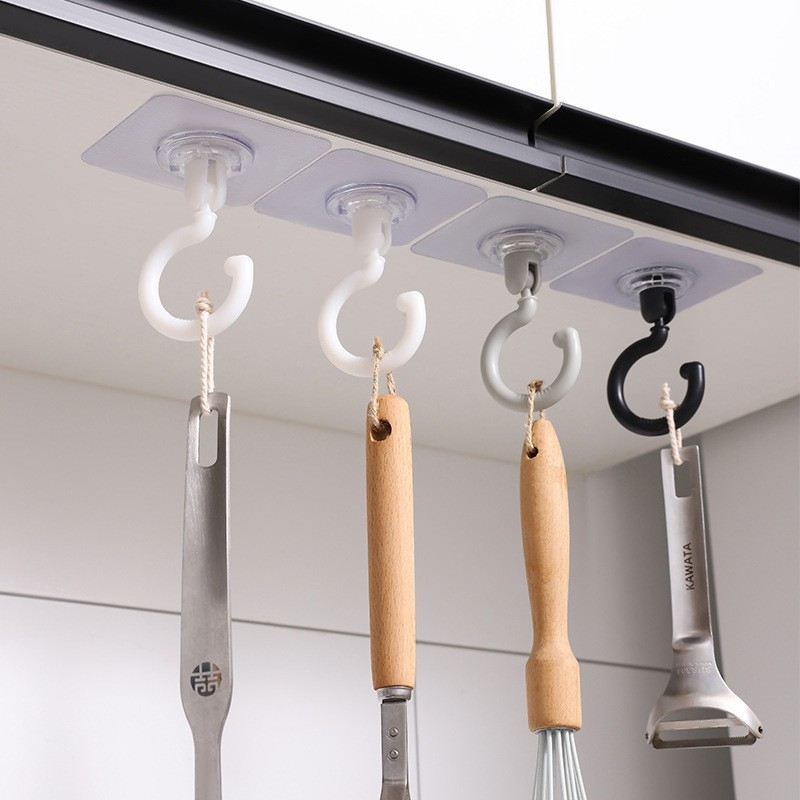 Lubų pasukamas kabliukas, plastikinis, viengubas kabliukas, modernus minimalistinis stilius, 3 kg apkrova, prekės ženklas WU