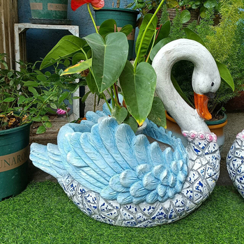 Γλάστρα με σχήμα κύκνου, βάση δαπέδου, κινέζικου στυλ, για οικιακή κηπουρική