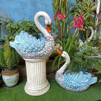 Γλάστρα με σχήμα κύκνου, βάση δαπέδου, κινέζικου στυλ, για οικιακή κηπουρική
