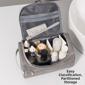 Τσάντα καλλυντικών ταξιδιού, μεγάλη χωρητικότητα, αναδιπλόμενη, με γάντζο, πολλαπλών χρήσεων (υλικό: 300D κατιον ύφασμα)